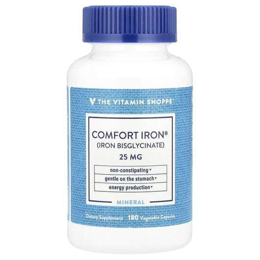 Основное фото товара Comfort Iron 25 mg Основное фото товара TheVitaminShoppe, Железо, Comfort Iron 25 mg, 180 капсул