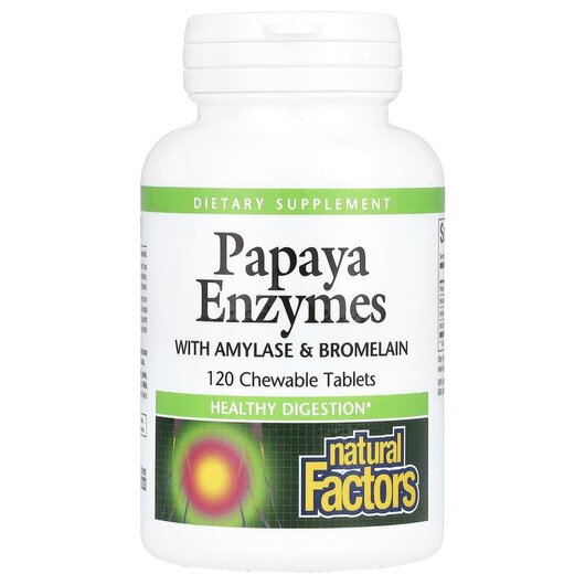 Основне фото товару Natural Factors, Papaya Enzymes, Ферменти Папайї, 120 таблеток