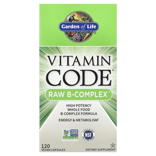 Основное фото товара Garden of Life, В-комплекс, Vitamin Code RAW B-Complex, 120 капсу