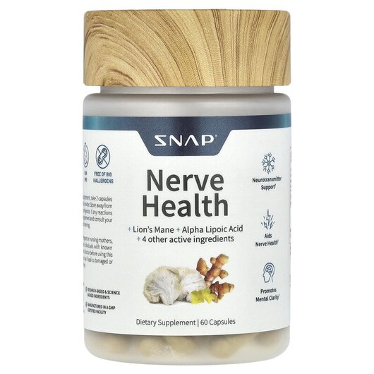 Основное фото товара Nerve Health Основное фото товара Snap Supplements, Поддержка мозга, Nerve Health, 60 капсул
