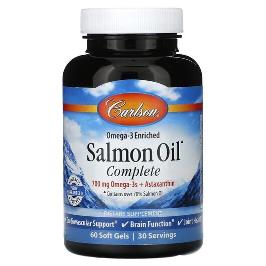 Основне фото товару Omega-3 Enriched Salmon Oil Complete 700 mg, Омега 3, 60 капсул