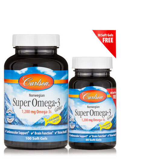 Основное фото товара Super Omega-3 Gems 1200 mg Pescetarian 100 + Основное фото товара Омега 3, Super Omega-3 Gems 1200 mg Pescetarian 100 +, 30 капсул