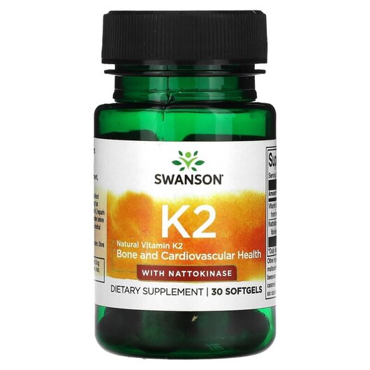 Основне фото товару Vitamin K2 Основне фото товару Swanson, Vitamin K2, Вітамін K2, 30 капсул