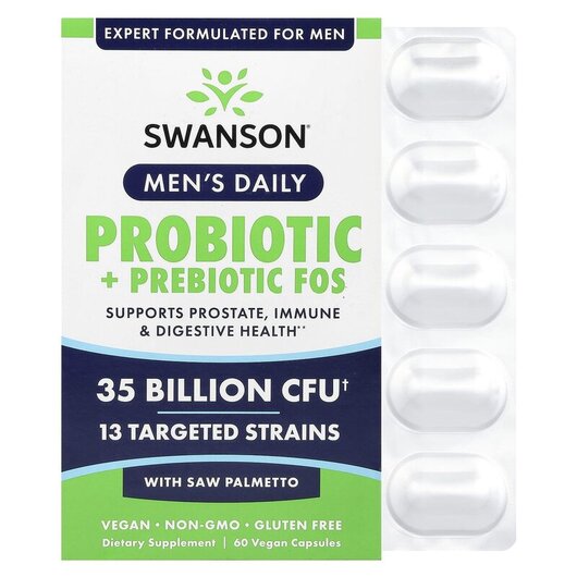 Основное фото товара Men's Daily Probiotic + Prebiotics FOS With Saw, Со Пальметт