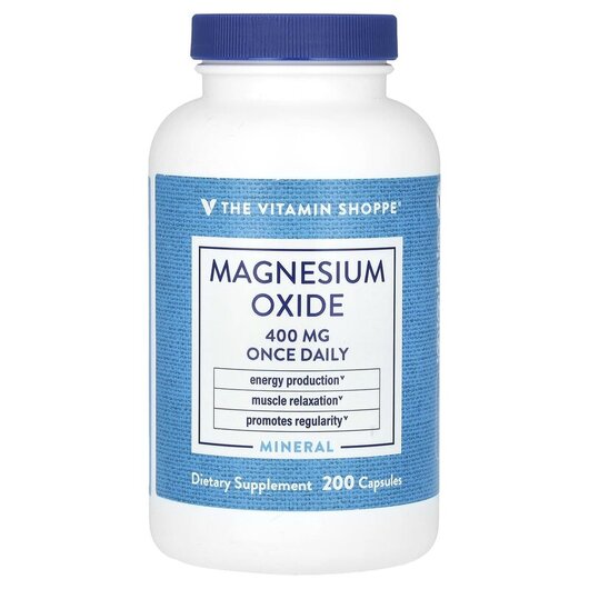 Основне фото товару TheVitaminShoppe, Magnesium Oxide 400 mg, Магній, 200 капсул