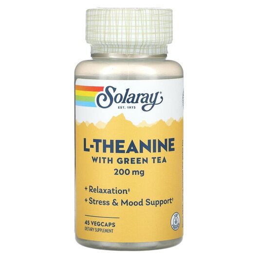 Основное фото товара Экстракт Зеленого Чая, L-Theanine With Green Tea 200 mg, 45 капсу