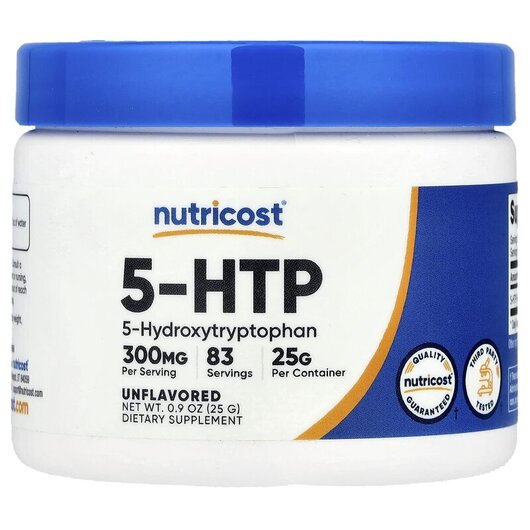 Основное фото товара Nutricost, 5-гидрокситриптофан, 5-HTP Unflavored, 25 г