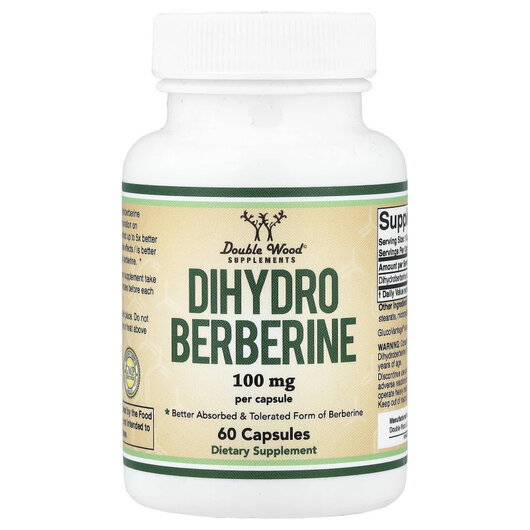 Основне фото товару Dihydro Berberine 100 mg Основне фото товару Double Wood Supplements, Dihydro Berberine 100 mg, Берберин, 60 к