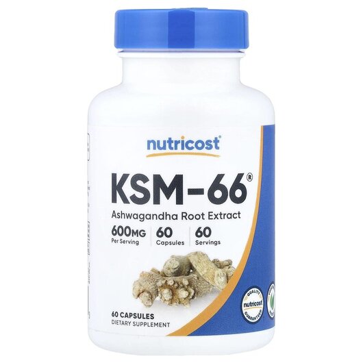 Основне фото товару KSM-66 Ashwagandha Root Extract Основне фото товару Nutricost, KSM-66 Ashwagandha Root Extract, Ашваганда, 60 капсул
