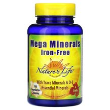 Mega Minerals Iron Free Железо Natures Life 100 капсул