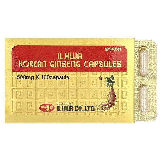 Основне фото товару Ilhwa, Korean Ginseng 500 mg 100, Женьшень, 100 капсул