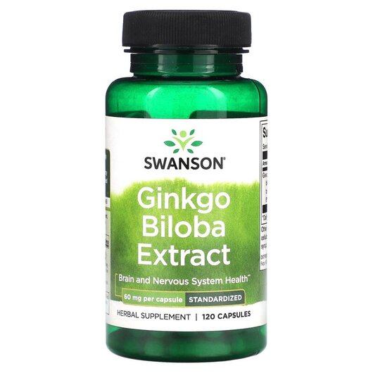 Основне фото товару Swanson, Ginkgo Biloba Extract 60 mg, Гінкго Білоба, 120 капсул
