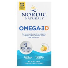 Omega-3D Lemon 1000 mg Омега 3 Nordic Naturals 60 капсул Omega-3D Lemon 1000 mg Омега 3 Nordic Naturals 60 капсул