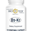 Фото товару D3-K2 Фото товару Bio-Tech Pharmacal, D3-K2, Вітамін D3, 120 капсул