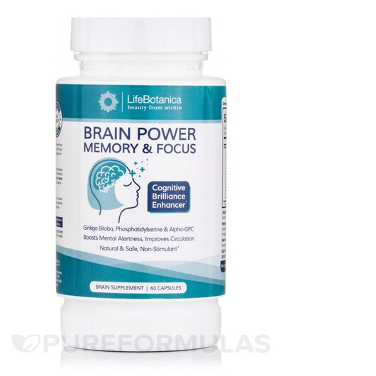 Основне фото товару LifeBotanica, Brain Power Memory & Focus, Підтримка мозку, 60