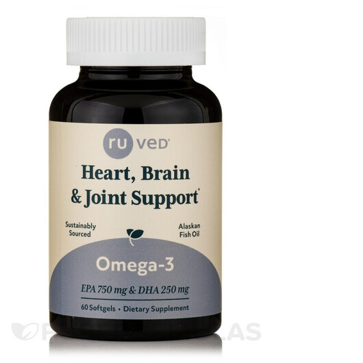 Основне фото товару Ruved, Omega-3 Heart Brain & Joint Support, Омега 3, 60 капсу