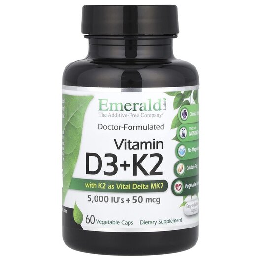 Основное фото товара Emerald, Витамины D3 & K2, Vitamin D3 + K2, 60 капсул