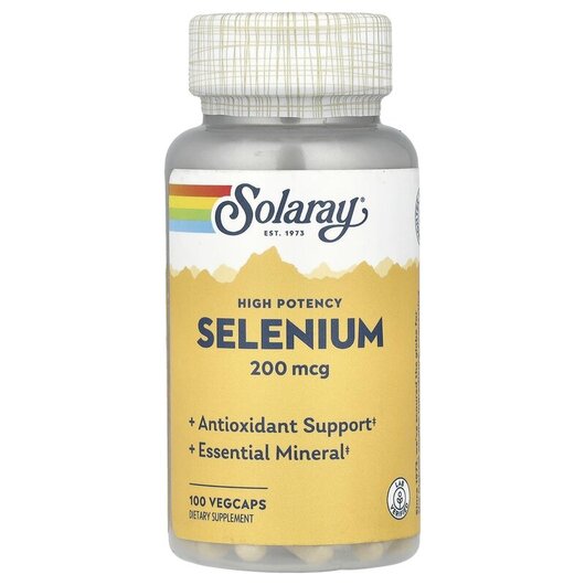 Основное фото товара Solaray, Селен 200 мкг, High Potency Selenium 200 mcg, 100 капсул