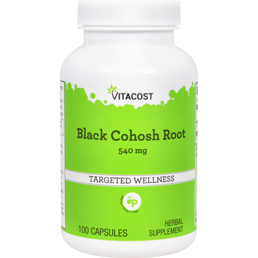 Основне фото товару Vitacost, Black Cohosh Root 540 mg, Клопогон кістевидний, 100 кап