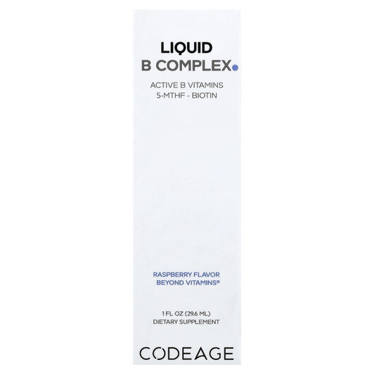 Основне фото товару CodeAge, Liquid B Complex Raspberry, B-комплекс, 29.6 мл
