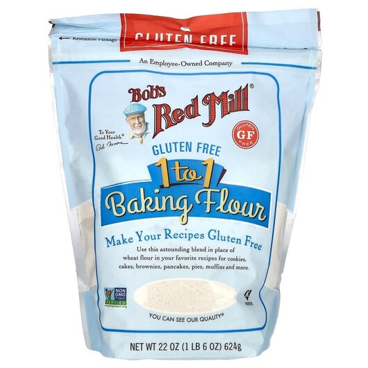 Основное фото товара Bob's Red Mill, Мука, 1 to 1 Baking Flour Gluten Free, 624 г