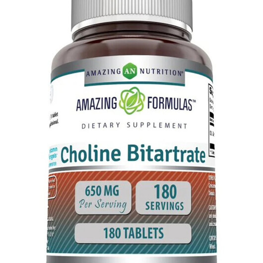 Основне фото товару Amazing Formulas Choline Bitartrate Основне фото товару Amazing Formulas Choline Bitartrate, Холін, 180 таблеток