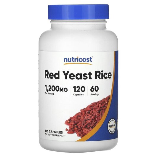Основне фото товару Red Yeast Rice 1200 mg Основне фото товару Nutricost, Red Yeast Rice 1200 mg, Червоний дріжджовий рис, 120 к