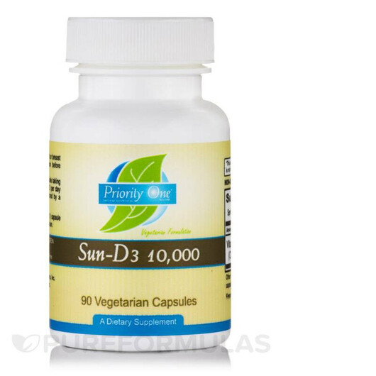 Основне фото товару Priority One, Sun-D3 10000 IU, Вітамін D3, 90 капсул