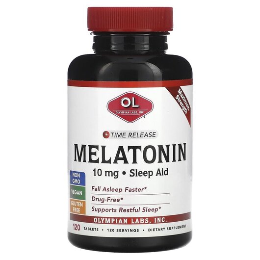 Основне фото товару Olympian Labs, Melatonin Time Release 10 mg, Мелатонін, 120 табле