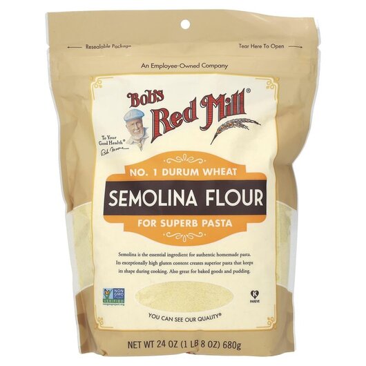 Основное фото товара Semolina Flour Основное фото товара Bob's Red Mill, Зерновые культуры, Semolina Flour, 680 г