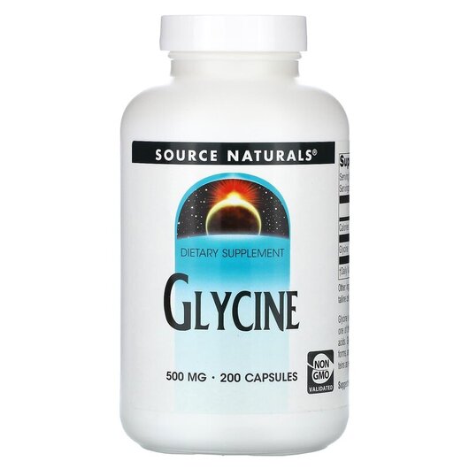 Основне фото товару Glycine 500 mg Основне фото товару Source Naturals, Glycine 500 mg 200, Гліцин 500 мг, 200 капсул
