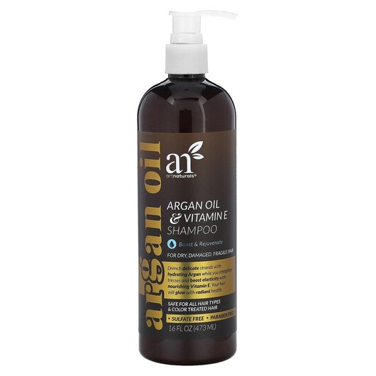 Основне фото товару Artnaturals, Argan Oil & Vitamin E Shampoo, Шампунь, 473 мл