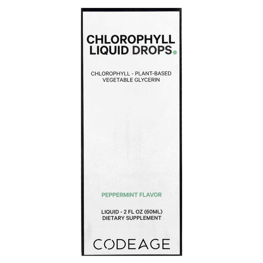 Основне фото товару Vegan Chlorophyll+ Liquid Drops Peppermint 50 mg, Хлорофіл, 60 мл
