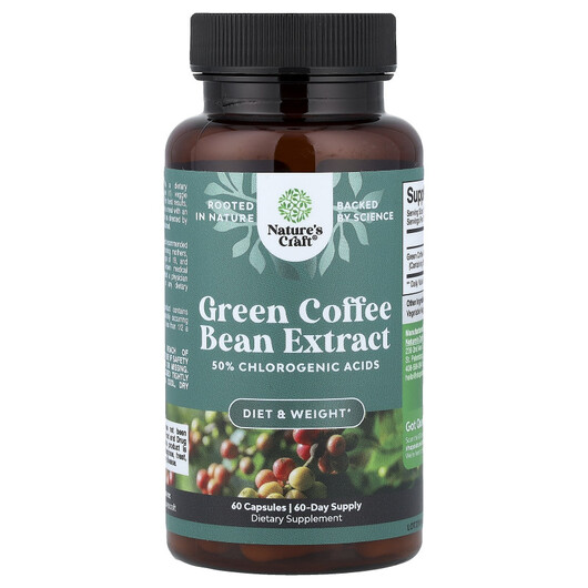 Основне фото товару Green Coffee Bean Extract, Екстракт Зеленої кави, 60 капсул