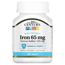 Залізо Iron 65 mg 21st Century 120 таблеток Залізо Iron 65 mg 21st Century 120 таблеток