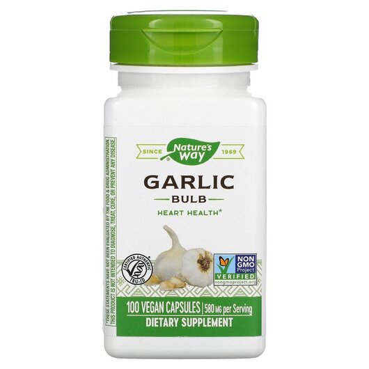 Основне фото товару Garlic Bulb 580 mg Основне фото товару Nature's Way, Garlic Bulb 580 mg, Часник 580 мг, 100 капсул
