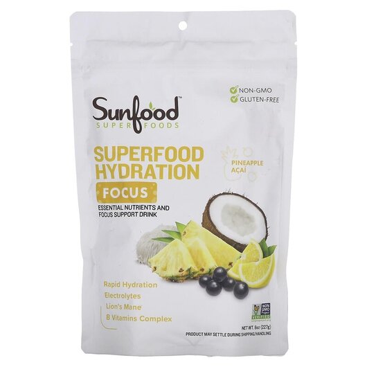 Основное фото товара Superfood Hydration Focus Pineapple Acai Основное фото товара Sunfood, Электролиты, Superfood Hydration Focus Pineapple Acai, 2