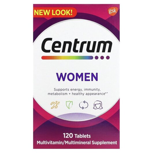 Основне фото товару Women Multivitamin Основне фото товару Centrum, Women Multivitamin, Вітаміни для жінок, 120 таблеток