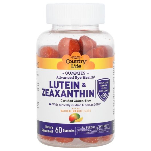 Основне фото товару Lutein & Zeaxanthin Gummies Natural Mango Основне фото товару Lutein & Zeaxanthin Gummies Natural Mango, Лютеїн, 60 таб