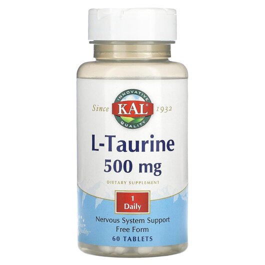Основное фото товара KAL, L-Таурин, L-Taurine 500 mg, 60 таблеток