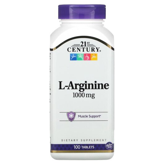 Основне фото товару L-Arginine 1000 mg Основне фото товару 21st Century, L-Arginine 1000 mg, L-Аргінін 1000 мг, 100 таблеток