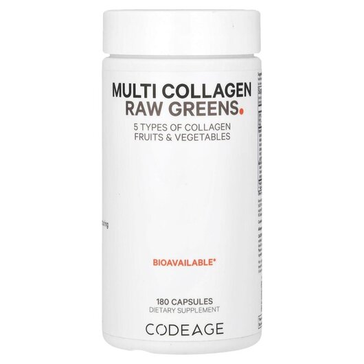 Основне фото товару CodeAge, Nature Multi Collagen Raw Greens, Колаген, 180 капсул