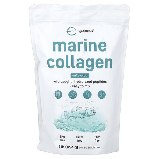 Основное фото товара Marine Collagen Unflavored Основное фото товара Micro Ingredients, Коллаген, Marine Collagen Unflavored, 454 г