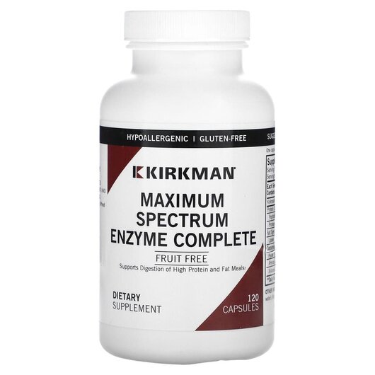 Основне фото товару Maximum Spectrum Enzyme Complete Основне фото товару Kirkman, Maximum Spectrum Enzyme Complete, Ферменти, 120 капсул