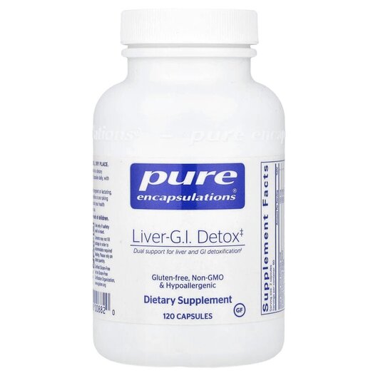 Основне фото товару Pure Encapsulations, Liver-G.I. Detox, Підтримка печінки, 120 кап