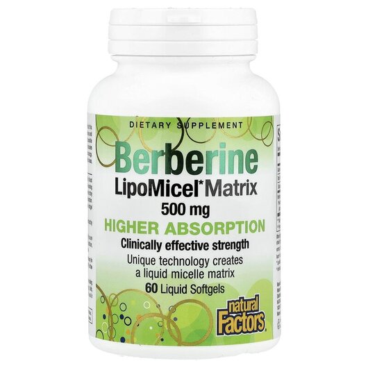 Основне фото товару Berberine LipoMicel Matrix 500 mg, Берберин, 60 Liquid Softgels