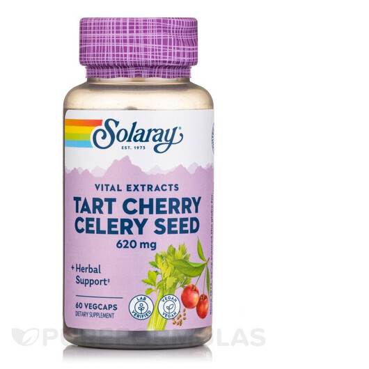 Основное фото товара Solaray, Экстракт вишни, Tart Cherry Celery Seed 620 mg, 60 капсу