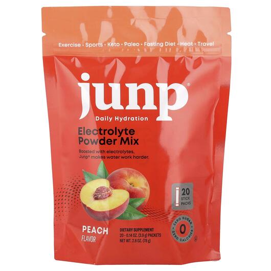 Основне фото товару JUNP Hydration, Electrolyte Powder Mix Peach, Електроліти, 20 шт