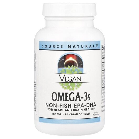 Основное фото товара Source Naturals, Омега 3, Vegan Omega-3s 600 mg, 90 капсул