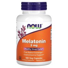 Мелатонін 3 мг Melatonin 3 mg NOW Foods 180 капсул